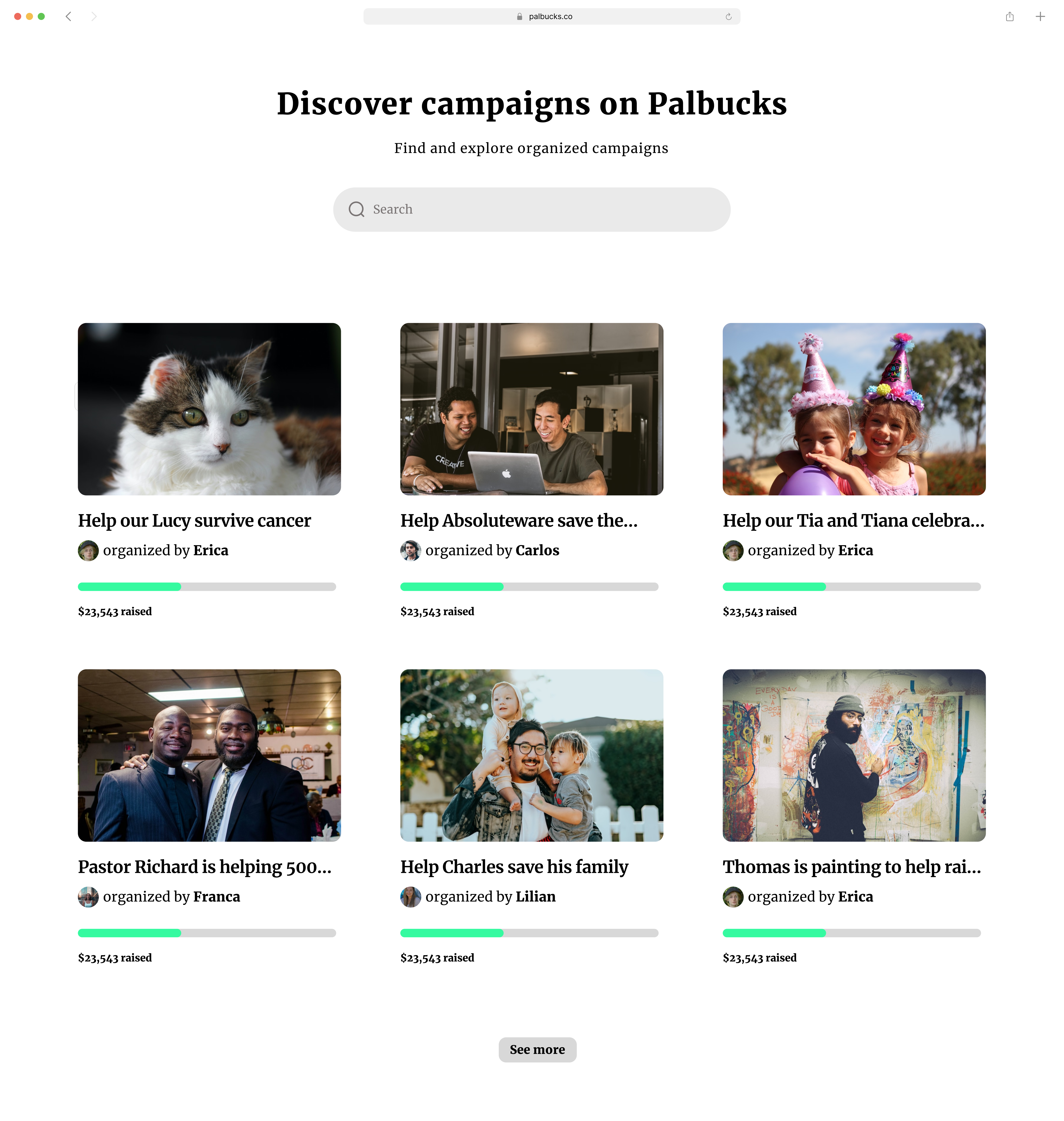 Discover section of palbucks webapp